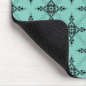 Niedliches Aquamarines Türkis- und SchwarzDamaskus Mousepad (Ecke)