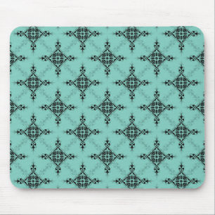 Niedliches Aquamarines Türkis- und SchwarzDamaskus Mousepad
