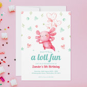 Niedliches Aquarell Axolotl Kindergeburtstag Party Einladung