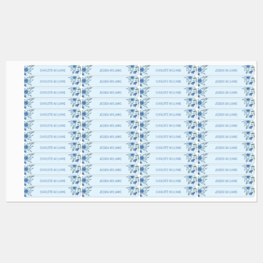 Niedliches Aquarell Blau Blüte Zurück zur Schule K Etiketten (Blatt)