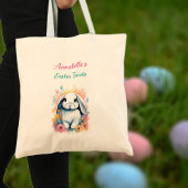 Niedliches Aquarell Bunny Floral Ostereier Jagdtas Tragetasche