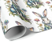 Niedliches Aquarell Bunny Floral Ostern Geschenkpapier (Rolleneckpunkt)