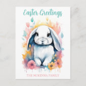 Niedliches Aquarell Bunny Floral Ostern Postkarte (Vorderseite)