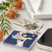 Niedliches Aquarell Bunny Schlüsselanhänger (Vorderseite rechts)