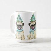 Niedliches Aquarell Mops Weihnachten Mops Kaffeetasse (Vorderseite Links)