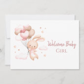 Niedliches Aquarell Pink Bunny Modernes Begrüßungs Karte (Vorderseite)