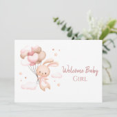 Niedliches Aquarell Pink Bunny Modernes Begrüßungs Karte (Stehend Vorderseite)