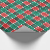 Niedliches Aquarell Roter Grüner Urlaub Kariert We Geschenkpapier (Ecke)