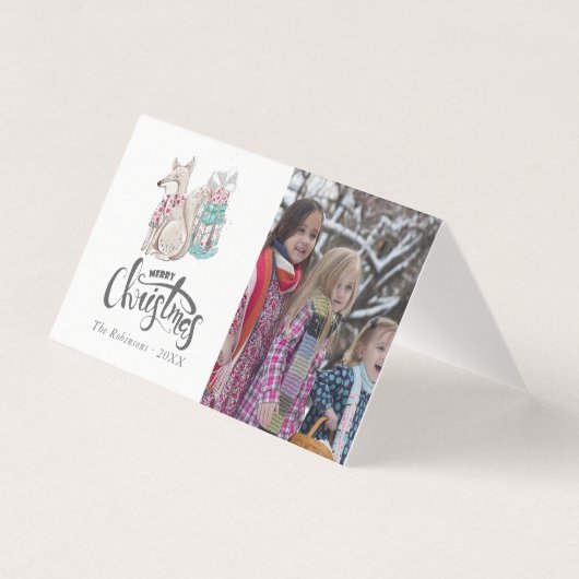 Niedliches Aquarell Winter Fox Foto (Vorderseite)