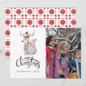 Niedliches Aquarell Winter Fox Foto Feiertagskarte (Vorne/Hinten)