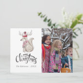 Niedliches Aquarell Winter Fox Foto Feiertagskarte (Stehend Vorderseite)