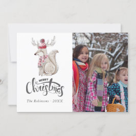 Niedliches Aquarell Winter Fox Foto Feiertagskarte