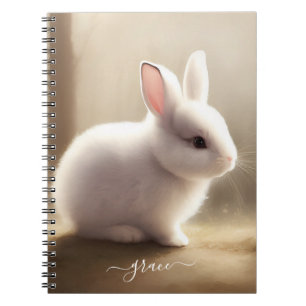 Niedliches Aquarellbaby-Bunny-Notebook mit Name Notizblock
