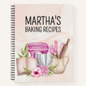 Niedliches Aquarellbäckergebäck personalisierter N Notizblock (Vorderseite)