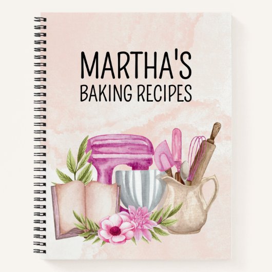 Niedliches Aquarellbäckergebäck personalisierter N Notizblock (Vorderseite)