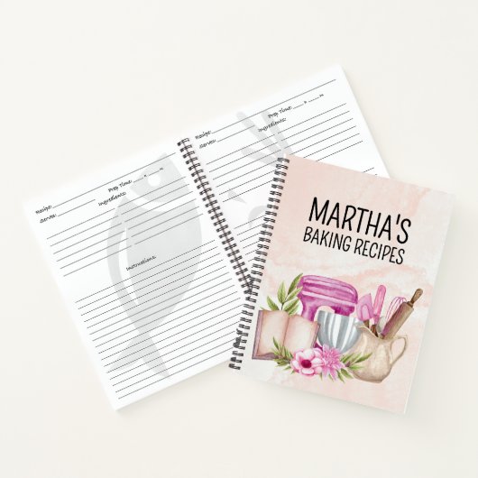 Niedliches Aquarellbäckergebäck personalisierter N Notizblock (Innenseite)