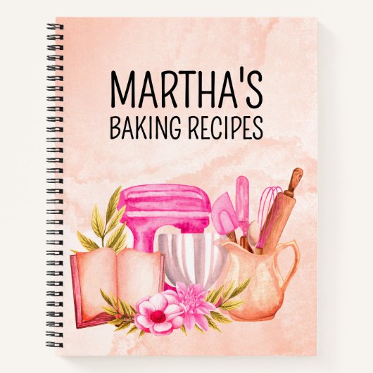 Niedliches Aquarellbäckergebäck personalisierter N Notizblock (Vorderseite)