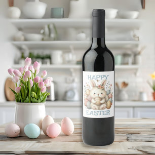 Niedliches Aquarellbär Ostern individuell anpassba Weinetikett