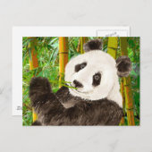 Niedliches Aquarellbild Panda im Bambuswald Postkarte (Vorne/Hinten)