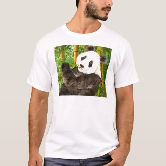 Niedliches Aquarellbild Panda im Bambuswald T-Shirt (Vorderseite)
