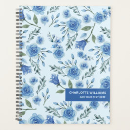 Niedliches Aquarellblau-Blumenmuster Planer