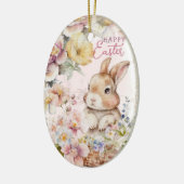 Niedliches Aquarellbunny | Frühlingsblumen | Foto Keramik Ornament (Links)