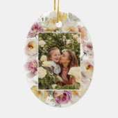 Niedliches Aquarellbunny | Frühlingsblumen | Foto Keramik Ornament (Hinten)