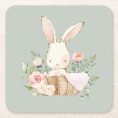 Niedliches Aquarellbunny Rechteckiger Pappuntersetzer (Vorderseite)