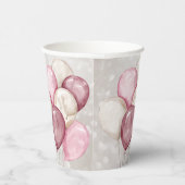 Niedliches Aquarellfarben Rosa Weißballons Party Pappbecher (Rechts)