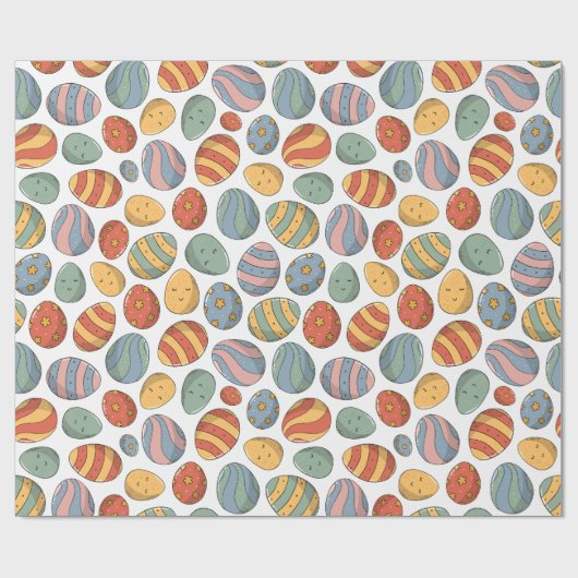 Niedliches Aquarellfarbenes Ostereiermuster Geschenkpapier (Flach)