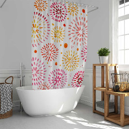 Niedliches Aquarellfeuerwerk in Gelb und Orange Duschvorhang