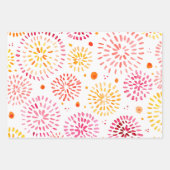 Niedliches Aquarellfeuerwerk in Gelb und Orange Geschenkpapier Set (Vorderseite)