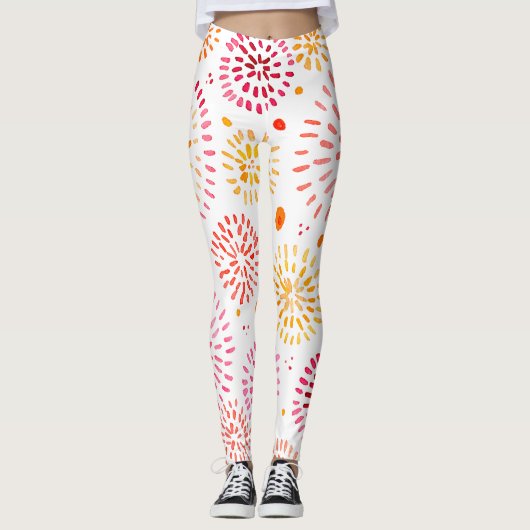Niedliches Aquarellfeuerwerk in Gelb und Orange Leggings (Vorderseite)