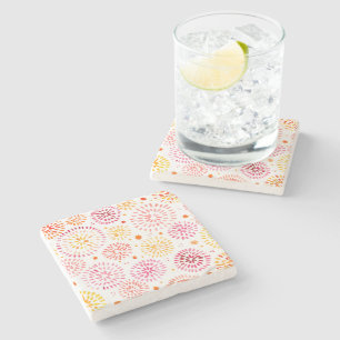 Niedliches Aquarellfeuerwerk in Gelb und Orange Steinuntersetzer