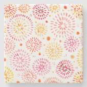 Niedliches Aquarellfeuerwerk in Gelb und Orange Steinuntersetzer (Vorderseite)