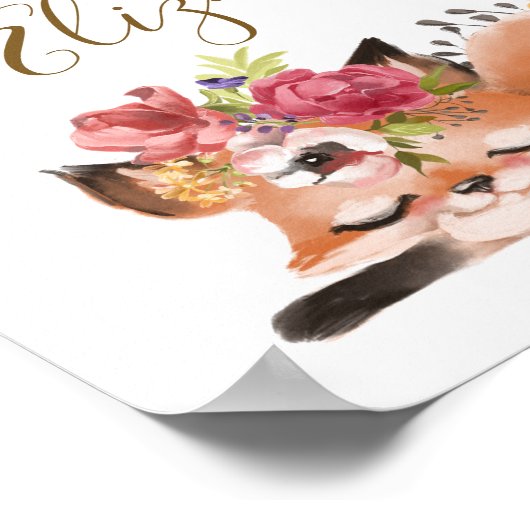 Niedliches Aquarellfuchs Poster (Ecke)