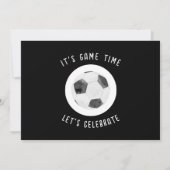 Niedliches Aquarellfußball-Foto Schwarzer Geburtst Einladung (Rückseite)