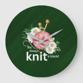 Niedliches Aquarellgarn & "It's Always Strick O'cl Große Wanduhr (Vorderseite)