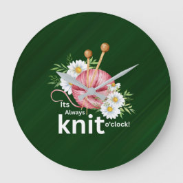 Niedliches Aquarellgarn & "It's Always Strick O'cl Große Wanduhr