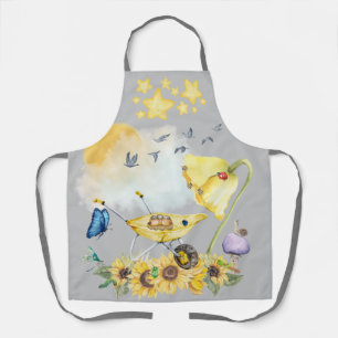 Niedliches Aquarellgelb auf grau Schürze