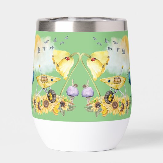 Niedliches Aquarellgelb auf Grün | (Rückseite)