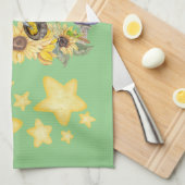 Niedliches Aquarellgelb auf Grün | Geschirrtuch (Viertel Falte)