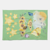 Niedliches Aquarellgelb auf Grün | Geschirrtuch (Horizontal)