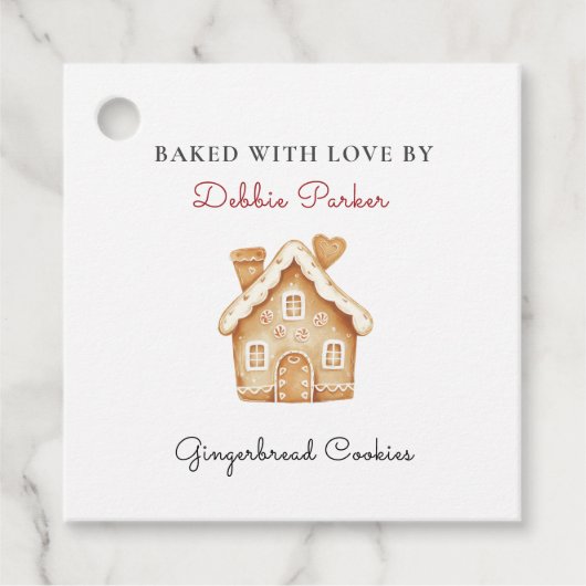 Niedliches Aquarellhaus gebacken mit Liebe Geschenkanhänger (Vorderseite)