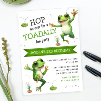 Niedliches Aquarellhop auf über Frosch, jedes Alte Einladung