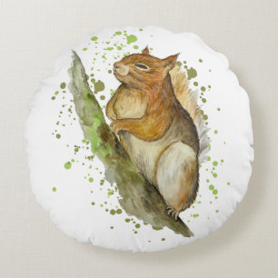 Niedliches Aquarellhörnchen Rundes Kissen