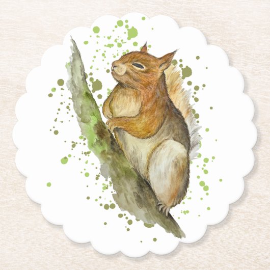 Niedliches Aquarellhörnchen Untersetzer (Vorderseite)