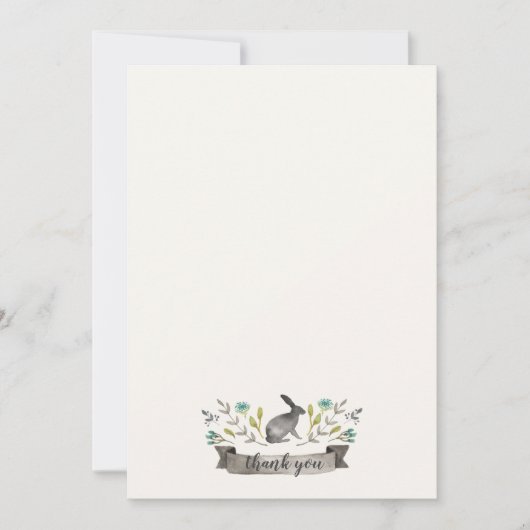 Niedliches Aquarellkaninchen mit Blume Dankeskarte (Vorderseite)