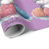 Niedliches Aquarellkitt mit Garnen individuelle Na Geschenkpapier (Rolleneckpunkt)