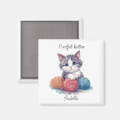 Niedliches Aquarellkitt mit Garnen individuelle Na Magnet (Vorderseite/Rückseite)